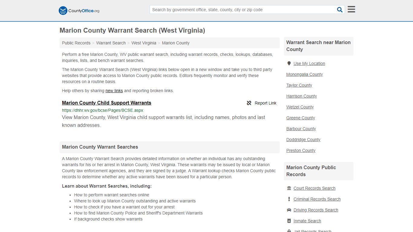 Warrant Search - Marion County, WV (Warrant Checks & Lookups)